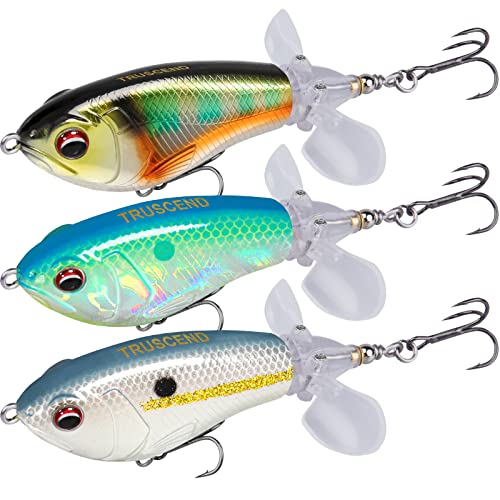 TRUSCEND Topwater Whopper Fishing Lures for Bass Trout - Lifelike Floating Rotating Tail Swimbaits, Freshwater and Saltwater Fishing Gifts for Men
