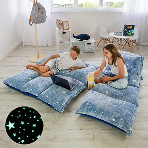 COLUX Glow in The Dark 3 in 1 Kids Pillow Bed Floor Lounger Cover
