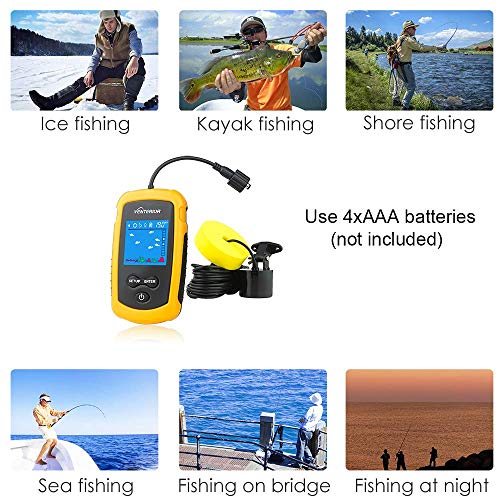 Venterior Portable Fish Finder with LCD Display and Castable Sonar Transducer