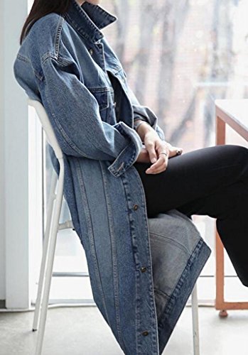 Jofemuho Long Button Down Denim Trench Coat