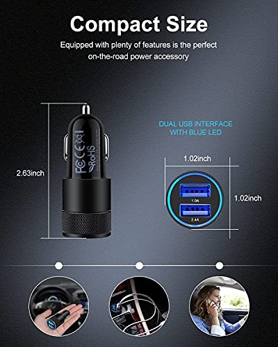 3.4a Fast Charge Dual Port USB Cargador Carro Lighter Adapter for iPhone