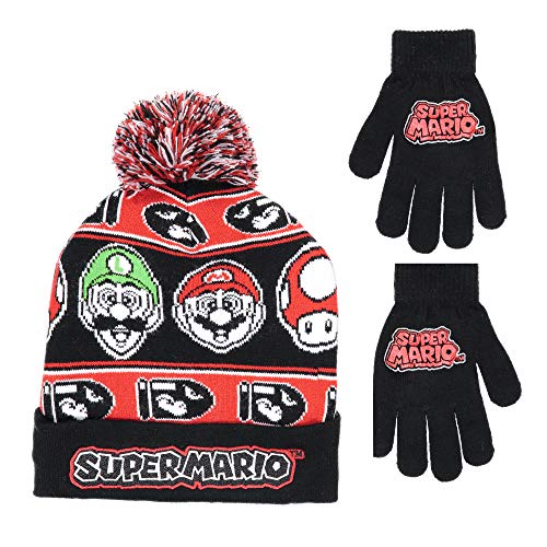 Super Mario Boys Beanie Set (Black)