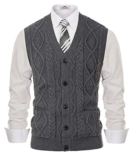 Men's Cable Knit Vest with Pockets