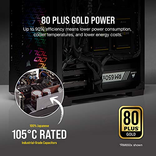 Corsair RMX Series, RM850x, 850 Watt, 80+ Gold Certified, Fully Modular Power Supply (Low Noise, Zero RPM Fan Mode, 105°C Capacitors, Fully Modular Cables, Compact Size) Black