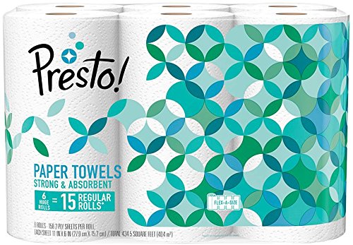 Presto! Flex-a-Size Paper Towels, Huge Roll, 6 Count