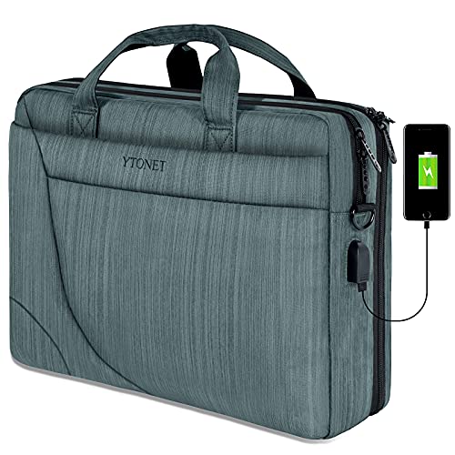 17 Inch Laptop Bag, Water Resistant Computer Bag with USB Port for Men, TSA Large Laptop Briefcase for Business Travel School, Messenger Bag with Shoulder Strap Fits Up to 17.3 In Laptops Notebook