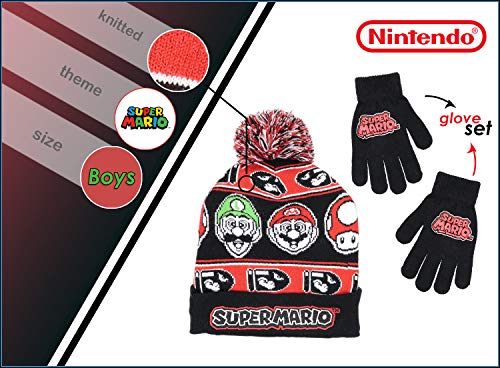 Super Mario Boys Beanie Set (Black)