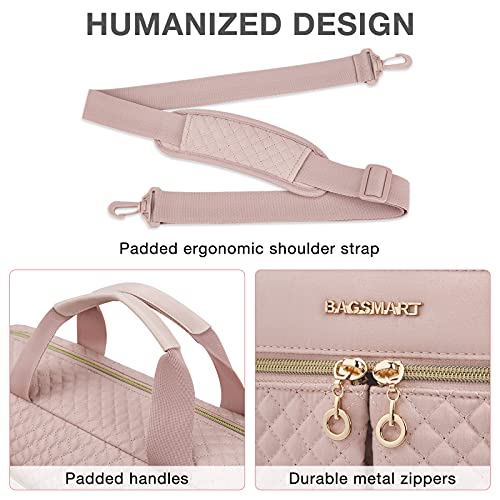 17.3 Inch Laptop Bag,BAGSMART Briefcase for Women Computer Messenger Bag Office Travel Business,Pink