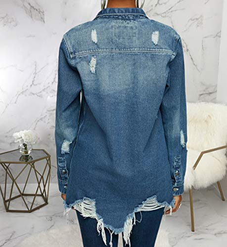 Distressed Ripped Oversized Denim Jacket