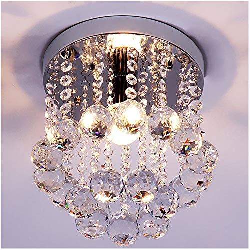 ZEEFO Mini Crystal Chandelier Flush Mount Ceiling Light