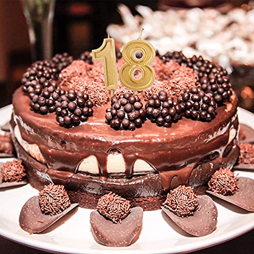 LUTER Gold Glitter Happy Birthday Cake Candles Number Candles Number 1 Birthday Candle Cake Topper Decoration for Party Kids Adults