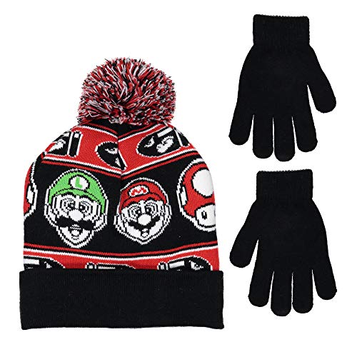 Super Mario Boys Beanie Set (Black)