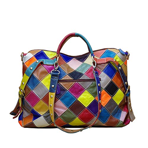Segater Multicolor Genuine Leather Tote Purse