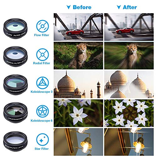 Apexel 10-in-1 Phone Camera Lens Kit with Remote Shutter for iPhone, Samsung, and Most Smartphones