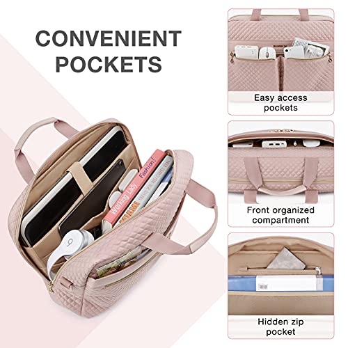 17.3 Inch Laptop Bag,BAGSMART Briefcase for Women Computer Messenger Bag Office Travel Business,Pink