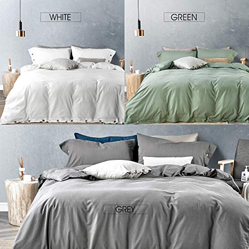 JELLYMONI Green Cotton Duvet Cover Set, Queen Size