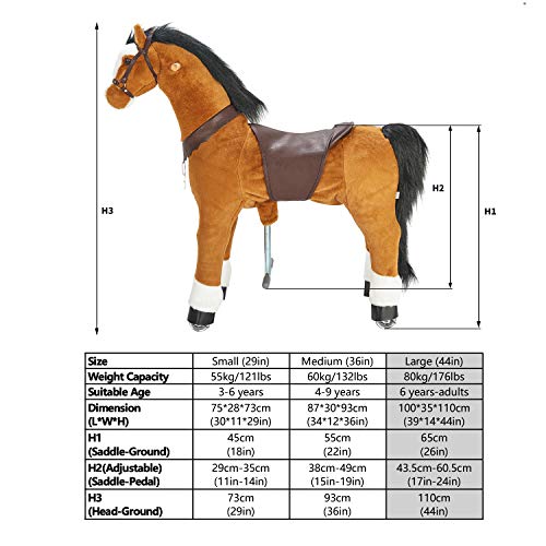 UFREE Action Pony Ride-On Toy, 44 Inch for Ages 6 and Up