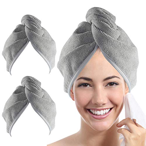 YoulerTex Microfiber Hair Towel Wrap for Women (2 Pack)