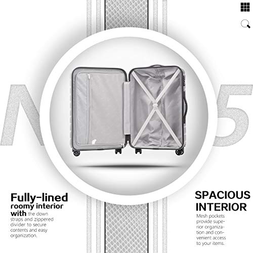 COOLIFE Luggage Expandable(only 28'') Suitcase PC ABS TSA Lock Spinner Carry on new fashion design (gray, 3 piece set)