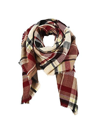 Women's Tassel Plaid Blanket Scarf