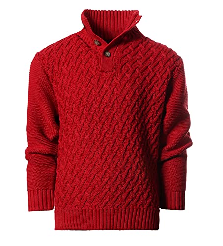Gioberti Boys' Mock Neck Sweater, Red, Size 12