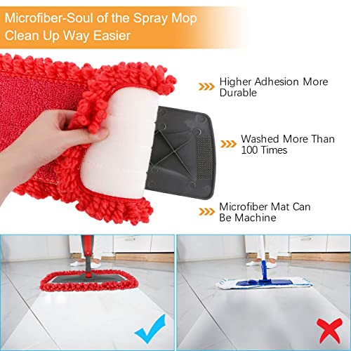 Aiglam Spray Mop - 550ml Refillable Bottle, 3 Microfiber Pads