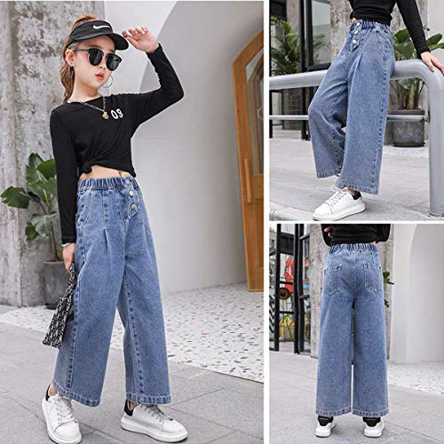 Washed Elastic Waist Jeans for Girls