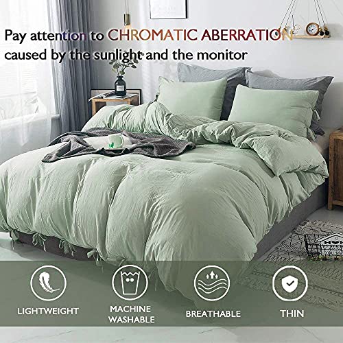 Annadaif Green Bowknot Duvet Cover Set (Queen)