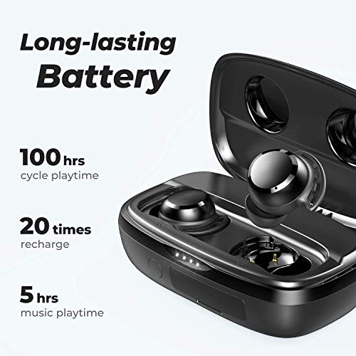 Wireless Earbuds, Tribit 100H Playtime Bluetooth 5.0 IPX8 Waterproof Touch Control