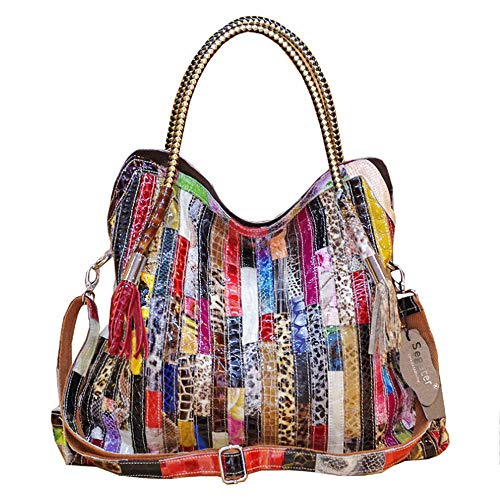 Segater Multicolor Genuine Leather Hobo Purse