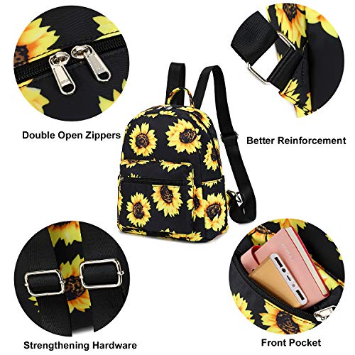 Small Black Sunflower Backpack Purse