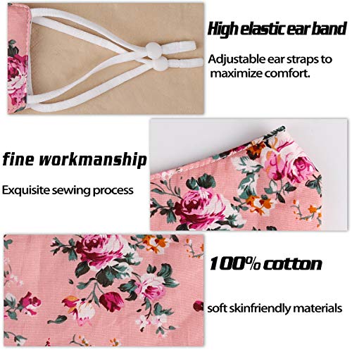 Reusable Floral Face Mask with Adjustable Ear Loops