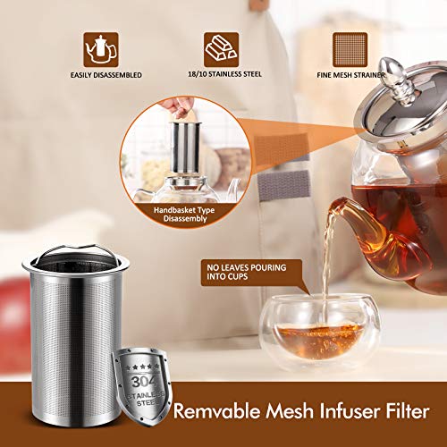 Hiware 1000ml Glass Teapot with Infuser