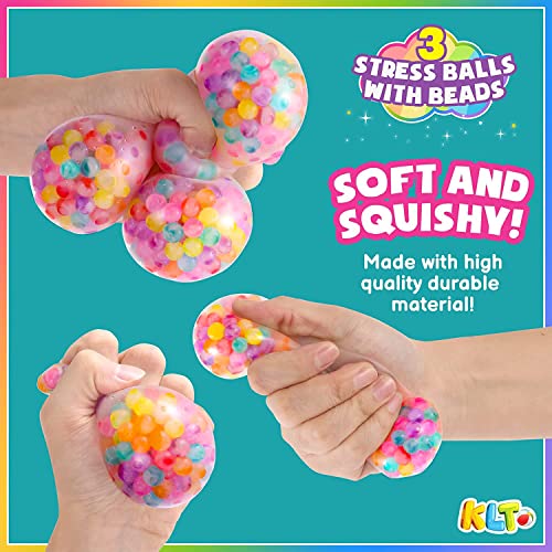 KLT Stress Balls for Kids & Adults - Squishy Fidget Toys with Water Beads
