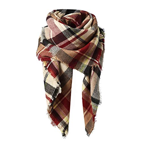 Women's Tassel Plaid Blanket Scarf