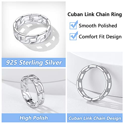 Silvora Sterling Silver Cuban Knot Link Chain Ring