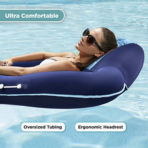 Aqua Luxury Inflatable Pool Float Lounge with Headrest, Backrest & Footrest