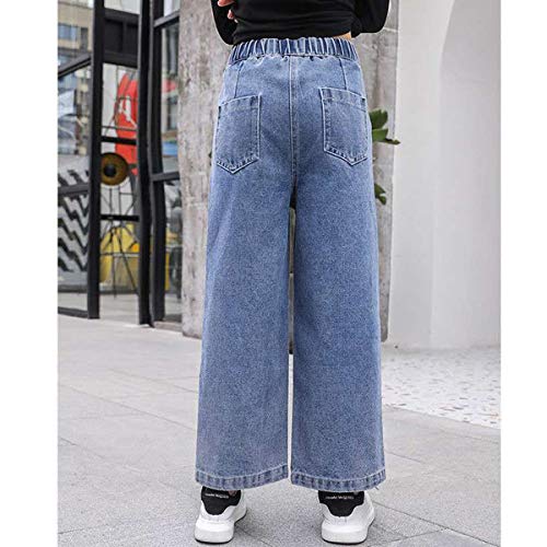 Washed Elastic Waist Jeans for Girls