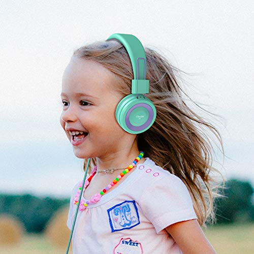 Elecder Kids Wired Headphones | Green/Purple