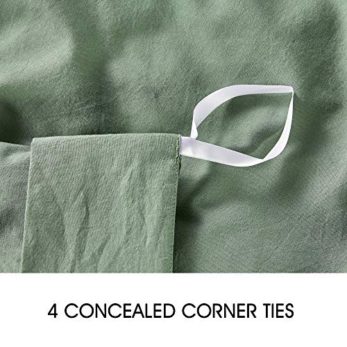 JELLYMONI Green Cotton Duvet Cover Set, Queen Size