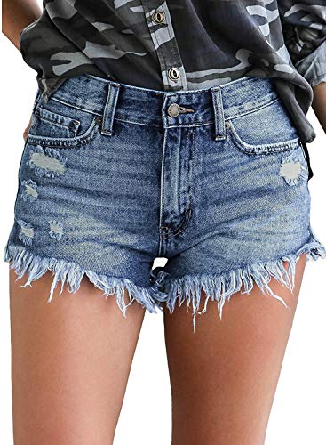 Frayed Raw Hem Jean Shorts