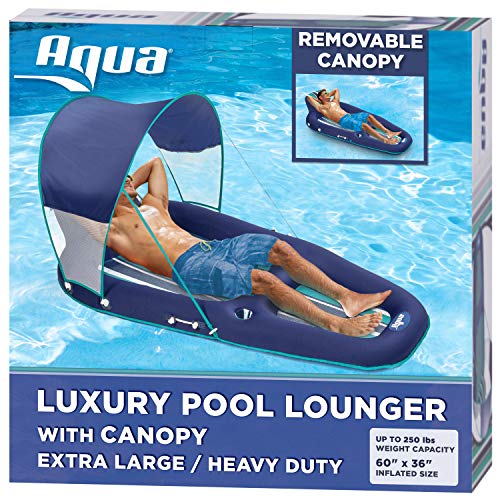 Aqua Inflatable Oversized Pool Float with UPF 50 Sunshade Canopy