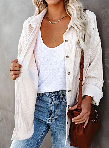 Astylish Womens Corduroy Button Down Blouse