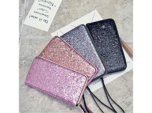 Glitter Zipper Wristlet Clutch