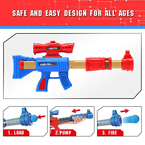 YEEBAY Shooting Game Toy for Kids - 2pk Foam Ball Popper Air Guns & Target - Compatible with Nerf Toys