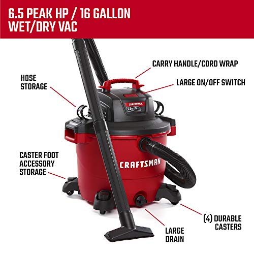 Craftsman Heavy-Duty Wet/Dry Vac, 16 Gallon, 6.5 Peak HP