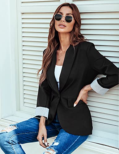Genhoo Women's Button Blazer Jacket