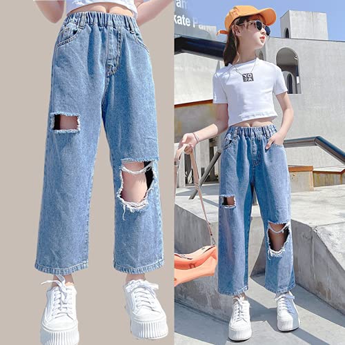 Ripped Denim Pants for Girls