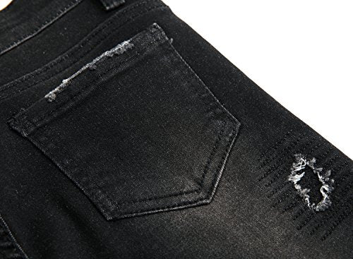 Skinny Fit Ripped Destroyed Distressed Stretch Slim Jeans Pants