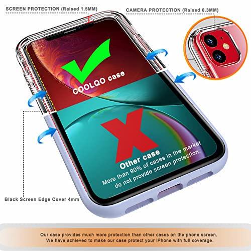 COOLQO 3-in-1 Clear Case with 2 Tempered Glass Screen Protectors for iPhone 11